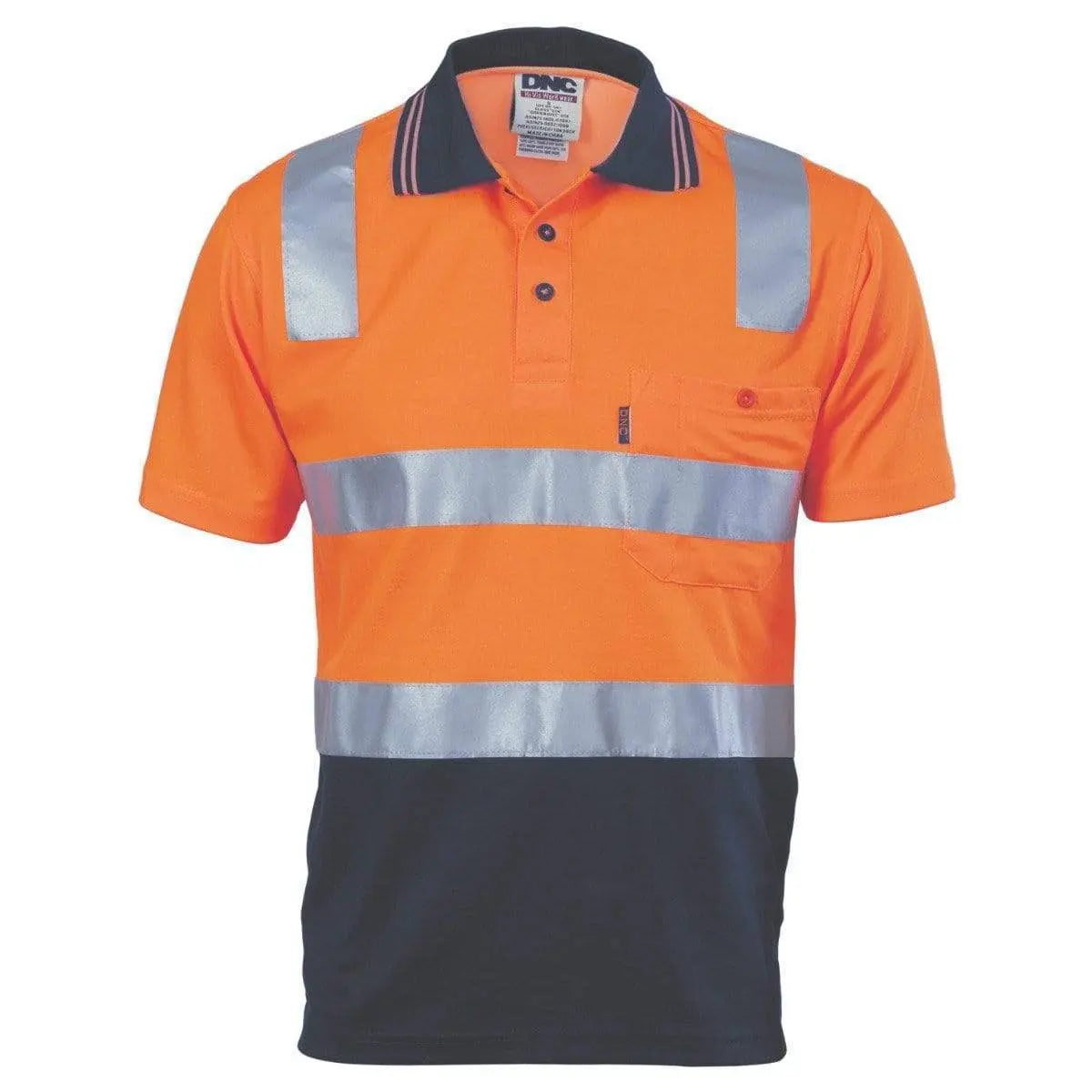 Dnc Workwear Cotton Back Hi-vis Two-tone Short Sleeve Polo Shirt With Csr Reflective Tape - 3817 Metro Workwear.